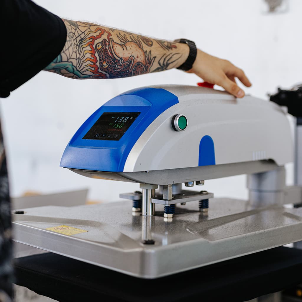Professional heat press machine with precision temperature control for custom transfers